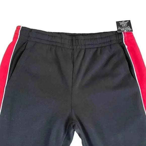 NWT Blue Gear Black Red Stripe Cotton Blend Track Straigt
Leg Cozy Mens Pants M - Picture 2 of 14